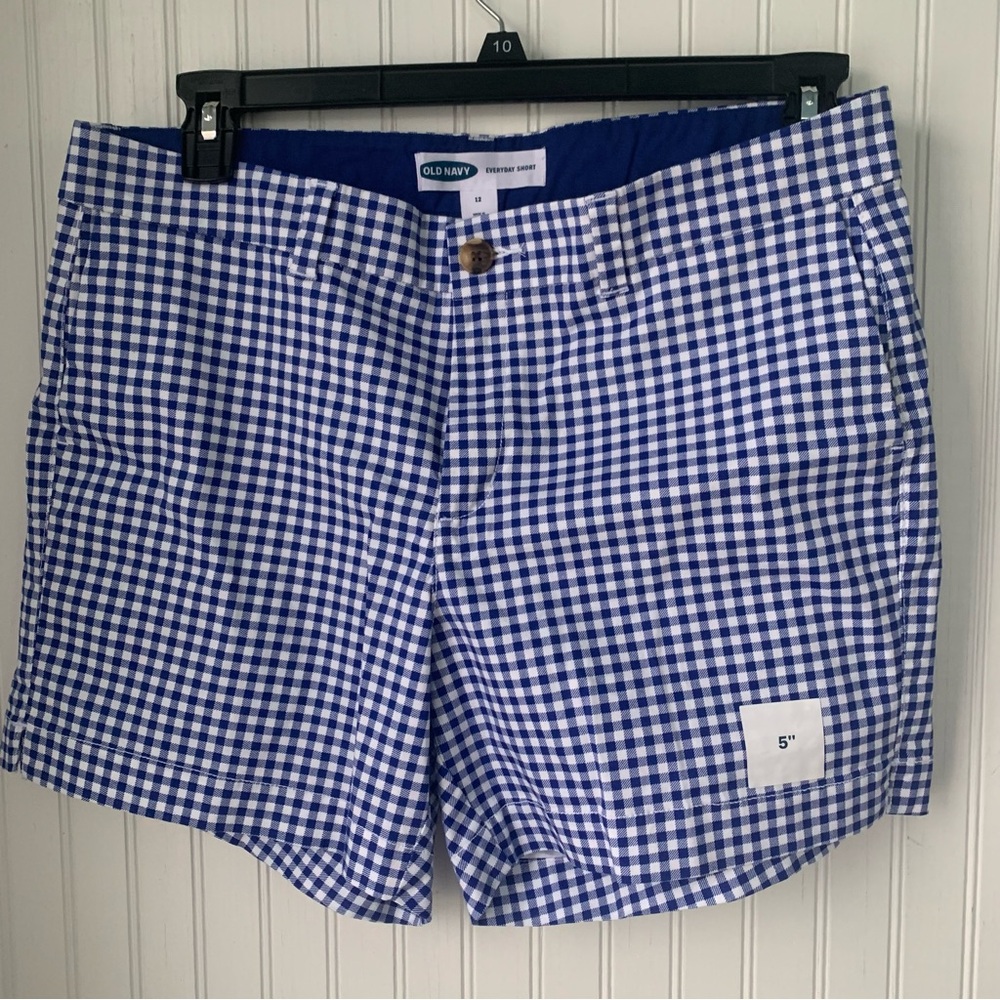 Old Navy (Size 12) (NWOT) Royal Blue and White Plaid Shorts; 5” inseam